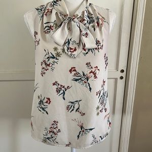 H&M chiffon floral blouse with bow